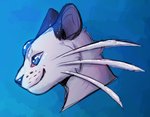 feral fur simple_background smile solo whiskers white_body white_fur lunarthunderstorm vicar nintendo pokemon maka_(anthemoftears) generation_1_pokemon persian_(pokemon) pokemon_(species) 2020 digital_media_(artwork) digital_painting_(artwork) headshot_portrait low_res portrait