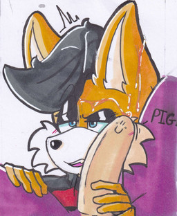 annoyed anthro big_penis blush bodily_fluids dialogue duo eyebrows eyeshadow fangs femboy genital_fluids genitals handjob insult leaking_precum makeup male male/male penile penis precum raised_eyebrow sex smiley_face teeth text throbbing throbbing_penis justsomeidiotonline archie_comics sega sonic_the_hedgehog_(archie) sonic_the_hedgehog_(comics) sonic_the_hedgehog_(series) boomer_walrus miles_prower_(anti-tails) aquatic canid canine fox mammal pinniped red_fox true_fox walrus english_text hi_res