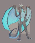 anthro blue_body blue_membrane blue_pawpads blue_scales breasts featureless_breasts featureless_crotch female horn membrane_(anatomy) membranous_wings pawpads scales solo white_horn wings maoshan mythology dragon mythological_creature mythological_scalie scalie hi_res