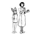 anthro duo eyewear female glasses scientist vial hladilnik buffy_(hladilnik) mary_ann_(hladilnik) american_opossum bat leaf-nosed_bat mammal marsupial microbat vampire_bat yangochiropteran 2023 6:5 black_and_white hi_res monochrome