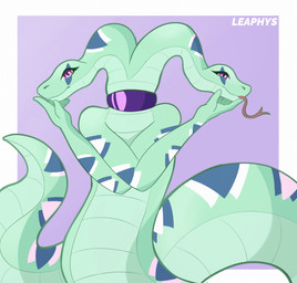2_heads ambiguous_gender anthro apode blue_background blue_body blue_scales border choker crossed_arms forked_tongue green_body green_scales hand_on_chin jewelry legless looking_at_viewer multi_head necklace pink_eyes pupils purple_choker purple_jewelry purple_necklace scales serpentine simple_background slit_pupils smile smiling_at_viewer solo text tongue tongue_out white_body white_border white_scales leaphys rene_taxel draconcopode naga reptile scalie snake snake_naga 2025 absurd_res artist_name hi_res huge_filesize nonbinary_(lore)