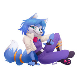 4_fingers accessory anthro belt blue_body blue_fur blue_hair boots breasts clothing dipstick_tail eyebrows eyelashes female fingerless_gloves fingers footwear fur furgonomics gloves hair handwear inner_ear_fluff jacket jewelry kerchief markings neckerchief neckwear ring shoes sitting smile solo tail tail_accessory tail_jewelry tail_markings tail_ring teal_eyes topwear tuft white_body white_fur deadyoung7 nintendo star_fox krystal_(star_fox) canid canine fox mammal 1:1 2026 absurd_res hi_res