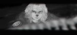 anthro biped blurred_background clothed clothing curled_hair fur_clothing hair looking_at_viewer male serious short_hair solo banguela canid mammal absurd_res digital_media_(artwork) digital_painting_(artwork) hi_res monochrome portrait tagme