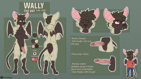 anthro big_ears big_penis crossed_arms digitigrade erection flaccid genitals humanoid_genitalia humanoid_penis male penis simple_background solo standing wings flat_triangles bat mammal absurd_res hi_res model_sheet