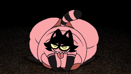 anthro belly big_belly big_breasts big_butt black_background black_hair breasts butt female hair huge_butt overweight pink_body purring simple_background solo thick_thighs wide_hips vendant candi_(vendant) mammal procyonid raccoon 16:9 2023 2d_animation aliasing animated digital_media_(artwork) frame_by_frame short_playtime sound video widescreen
