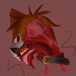 anthro black_nose blood bodily_fluids brain brown_collar brown_hair collar collar_only esophagus flesh fur gore grey_body grey_fur hair insides male nude organs pink_tongue red_eyes solo teeth tongue tongue_out uvula 2001maxx conditional_dnp maxx_(2001maxx) canid canine canis domestic_dog husky mammal nordic_sled_dog spitz 1:1 absurd_res headshot_portrait hi_res portrait