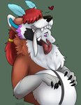 ambiguous_gender ambiguous_prey anthro claws duo fangs fur hair head_in_mouth male male/ambiguous male_pred multicolored_body multicolored_fur oral_vore teeth tongue tongue_out vore white_body white_fur basilic_(character) ayakashi canid canine canis mammal wolf hi_res