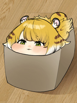 box cardboard cardboard_box chibi container daww eyelashes face_squish female floor fluffy fluffy_tail fur green_eyes hair in_box in_container inner_ear_fluff loaf markings orange_body orange_ears orange_fur orange_hair orange_tail solo squish striped_hair striped_markings striped_tail stripes tail tail_markings tuft wood wood_floor chroong if_it_fits_i_sits_(meme) mihoyo zenless_zone_zero ju_fufu animal_humanoid felid felid_humanoid humanoid mammal mammal_humanoid pantherine pantherine_humanoid tailed_humanoid thiren tiger_humanoid 3:4 absurd_res hi_res meme