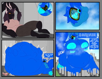 3_toes 4_fingers anthro belly big_belly big_breasts big_butt big_feet blue_body blue_fur blue_hair body_size_growth breasts butt churn churning city city_background cityscape claws clothed clothing cybernetics expansion extreme_size_difference fatal_vore feet female fingers fur growth hair holding_breast huge_belly huge_breasts huge_butt hyper hyper_breasts hyper_butt long_tail machine macro nipples nude one_eye_closed open_mouth partially_clothed protogen_visor size_difference size_transformation smaller_anthro smaller_pred speech_bubble spread_legs spreading tail text toes transformation vore yellow_eyes sokoyo_owo mythology starry_(sokoyo_owo) canid canine cyborg dragon mammal mythological_creature mythological_scalie protogen scalie absurd_res comic english_text hi_res