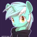 clothing female feral fur green_body green_fur green_hair hair happy hoodie horn multicolored_hair smile solo topwear two_tone_hair yellow_eyes aosion friendship_is_magic hasbro my_little_pony mythology lyra_heartstrings_(mlp) equid equine mammal mythological_creature mythological_equine unicorn 1:1 2015 low_res