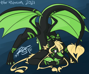 anthro ass_up barely_visible_genitalia barely_visible_nipples barely_visible_penis black_body black_fur blonde_hair dragon_wings fur genitals green_body green_fur gynomorph hair intersex jack-o'_pose nipples penis ponytail pose smile smiling_at_viewer smirk smirking_at_viewer solo spread_wings tail tail_tuft tuft wings rainsnowandflowers mythology kitty_(rainsnowandflowers) dragon furred_dragon furred_scalie mythological_creature mythological_scalie scalie 6:5 hi_res trans_(lore) trans_woman_(lore)