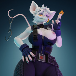 anthro areola big_areola big_nipples breasts cleavage cleavage_overflow clothed clothing cuff_(restraint) ear_piercing ear_ring eyelashes eyeshadow female fingerless_gloves freckled_breasts freckled_face freckled_shoulders freckles fur glistening_eyelids gloves hair hand_on_hip handcuffs handwear long_eyelashes looking_at_viewer makeup medium_breasts metal_cuffs nipple_dip nipples piercing police police_uniform purple_eyeshadow rat_tail restraints ring_piercing rodent_tail simple_background solo tail ticket uniform wardrobe_malfunction white_body white_fur white_hair vllrukkin warfaremachine_(modeler) officer_flint_(foresttherotten) warfare_flint mammal murid murine rat rodent 1:1 3d_(artwork) blender_(artwork) digital_media_(artwork) hi_res