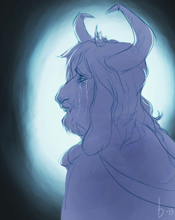 beard bodily_fluids crown crying facial_hair headgear horn long_ears male sad solo tears blautr-bleikr undertale_(series) asgore_dreemurr bovid caprine mammal monster 2015 absurd_res hi_res sketch