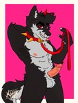bodily_fluids collar erection genital_fluids genitals humanoid_genitalia humanoid_penis leaking_precum male male/male penis precum proud solo spiked_collar spikes mrdarknesswolf dantalos canid canine canis demon hybrid mammal wolf 3:4 hi_res