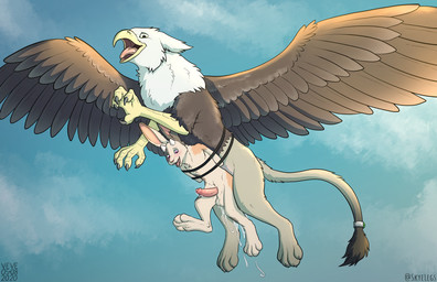 4_toes anal anal_penetration anthro anthro_on_feral anthro_penetrated arm_tuft beak belly_riding bestiality biped black_claws blush bodily_fluids bound brown_body brown_ears brown_feathers brown_fur brown_wings cheek_tuft claws cloud cum cum_drip cum_in_ass cum_inside cum_on_own_penis cum_on_penis cum_on_self cum_string dipstick_ears dripping duo ear_markings ears_back erection facial_tuft feathered_wings feathers feet feral feral_penetrating feral_penetrating_anthro flying flying_sex foreskin fur genital_fluids genitals glans grey_claws horn humanoid_genitalia humanoid_penis interspecies long_ears male male/male male_penetrated male_penetrating male_penetrating_male multicolored_ears neck_tuft open_mouth orange_body orange_ears orange_fur penetration penis pink_eyes pink_inner_ear pink_penis pink_tongue pivoted_ears quadruped sex short_horn shoulder_tuft small_horn tail tail_tuft tan_body tan_fur teeth toes tongue tuft white_body white_ears white_fur white_horn wings yellow_beak yellow_body skyelegs mythology bec_the_rabbit avian gryphon lagomorph leporid mammal mythological_avian mythological_creature rabbit 2020 dated signature