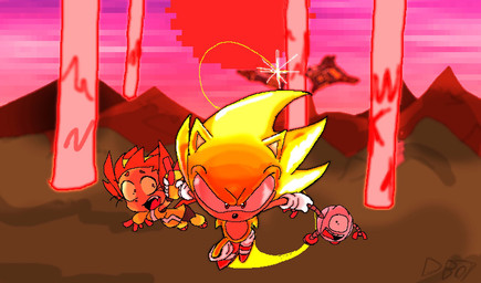3_toes 4_fingers anthro breasts clothing constricted_pupils curvy_figure cute_fangs dialogue duo fangs feet female fingers floating_island footwear hourglass_figure machine male mountain pupils running scared shoes small_pupils sneakers teeth thick_thighs toes whiskers 7thboyofdynamite gameoverse glitch_productions sega sonic_the_hedgehog_(series) kaboodle_(gameoverse) kit_bodega sonic_the_hedgehog domestic_cat eulipotyphlan felid feline felis hedgehog mammal robot crossover