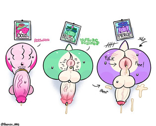 accessory anus backsack balls bodily_fluids butt circumcised cock_ring cum cum_drip dialogue dripping foreskin genital_fluids genitals glory_hole glory_wall green_body green_scales group humanoid_genitalia humanoid_penis jewelry male penis penis_accessory penis_jewelry photo picture_frame pink_body pink_scales presenting presenting_anus presenting_hindquarters purple_body purple_scales scales short_tail simple_background tail text trio vein veiny_penis white_background beexsxbbq brawl_stars supercell_(company) buzz_(brawl_stars) doug_(brawl_stars) pierce_(brawl_stars) dinosaur prehistoric_species reptile scalie english_text hi_res signature