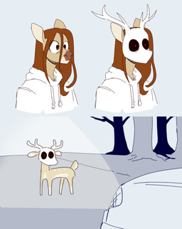 anthro antlers bone bone_mask car chibi female feral glowing glowing_eyes headlight horn mask red_eyes simple_background skull skull_mask vehicle redxbacon redxfur american_mythology indigenous_north_american_mythology mythology north_american_mythology red_eyes_(redxfur) deer mammal wendigo