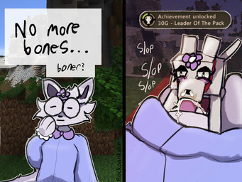 achievement achievement_overlay achievement_unlocked anthro anthro_on_feral balls bestiality bodily_fluids clothed clothing collar cum cum_from_nose cum_in_mouth cum_in_nose cum_inside dress duo erection eyewear fellatio femboy feral genital_fluids genitals glasses humor male male/male male_penetrated male_penetrating oral penetration penile red_collar screencap screencap_background sex sound_effects tail text rockpankake microsoft minecraft mojang xbox_game_studios canid canine canis mammal pale_wolf_(minecraft) wolf wolf_(minecraft) 2025 4:3 digital_media_(artwork) english_text hi_res
