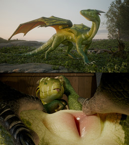animal_genitalia claws cloaca duo female female_feral feral genitals green_body green_eyes smile solo spread_cloaca spreading tail tongue vertical_cloaca wings dzat european_mythology mythology neiivia dragon mythological_creature mythological_scalie reptile scalie western_dragon 3d_(artwork) absurd_res digital_media_(artwork) hi_res