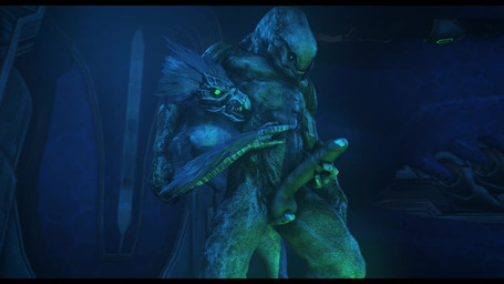 3_fingers abs anthro ball_fondling balljob balls big_penis black_bars bodily_fluids bouncing_balls chest_lick dripping duo erection fingers fondling foreskin from_behind_position genital_fluids genitals grabbing_from_behind green_eyes handjob humanoid_genitalia humanoid_penis licking light male male/male muscular muscular_male nipple_fetish nipple_lick nipple_play nipples nude obliques open_mouth pecs penile penis penis_grab penis_size_difference precum precum_drip reach_around retracting_foreskin saliva sex size_difference teeth thigh_sex tongue yellow_eyes rooking halo_(series) microsoft xbox_game_studios alien kig-yar sangheili scalie t'vaoan 16:9 3d_(artwork) 3d_animation animated digital_media_(artwork) high_framerate letterbox lighting loop no_sound short_playtime video widescreen