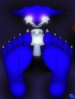 5_toes barefoot big_feet black_nose blue_body blue_fur breasts brick brick_wall claws dark ears_down feet female foot_fetish foot_focus frown fur glowing glowing_eyes humanoid_feet inside leena_the_wolf limbless looking_at_viewer no_pupils pivoted_ears plantigrade prison_cell sitting sitting_on_ground solo toe_claws toes upset wall_(structure) ryoosakuling canid canine canis mammal wolf 2022 digital_drawing_(artwork) digital_media_(artwork)