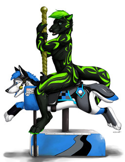 4_toes anthro black_body black_fur black_nose blue_body blue_eyes blue_fur blue_hair bridle fangs feet feral fur green_body green_fur green_hair grey_body grey_fur grey_hair hair looking_at_viewer machine male multicolored_body multicolored_fur muscular muscular_anthro muscular_male open_mouth riding saddle simple_background solo straddling tattoo teeth text toes two_tone_body two_tone_fur whiskers white_background white_body white_fur truegrave9 canid canine canis mammal mustelid otter wolf digital_media_(artwork) english_text