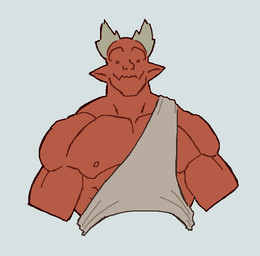 2_horns biceps closed_smile clothing flesh_fang front_view grey_background grey_clothing grey_topwear head_horn horn humanoid_pointy_ears looking_at_viewer male male_humanoid mouth_closed muscular muscular_humanoid muscular_male nipples pecs pointy_ears simple_background smile smiling_at_viewer solo topwear trapezius kingarthur_i humanoid 2023 digital_drawing_(artwork) digital_media_(artwork) flat_colors half-length_portrait portrait