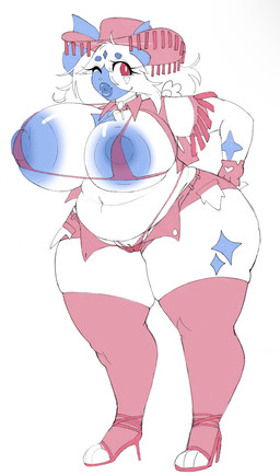 anthro areola big_breasts bikini blue_areola blue_nipples breasts camel_toe clothing cowgirl_outfit female footwear genitals high_heels huge_breasts legwear lips looking_at_viewer nipple_slip nipples pokemorph pussy_floss shoes simple_background smile solo swimwear thick_lips thick_thighs thigh_highs topwear two-piece_swimsuit vulva white_body venuscava nintendo pokemon maliqeth_apocrypha absol canid canine generation_3_pokemon generation_6_pokemon mammal mega_absol mega_evolution pokemon_(species) digital_media_(artwork) hi_res