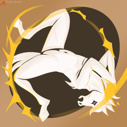 anthro backflip clapping glowing jumping male screaming simple_background simple_coloring solo white_body rage_spark deadlock_(game) valve valve_corporation equid equine horse mammal 1:1 absurd_res hi_res