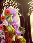 anthro anthrofied blue_eyes breasts cleavage clothed clothing feathered_wings feathers female flower fur hair looking_at_viewer pink_hair plant solo wings yellow_body yellow_feathers yellow_fur fauxsquared friendship_is_magic hasbro my_little_pony mythology fluttershy_(mlp) equid equine mammal mythological_creature mythological_equine pegasus 2013 absurd_res hi_res