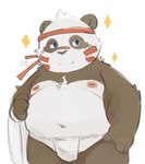 accessory anthro asian_clothing belly blue_eyes clothing east_asian_clothing fundoshi fur headband japanese_clothing male multicolored_body multicolored_fur navel nipples overweight overweight_male solo underwear tongmung24 crave_saga shaoren_(crave_saga) bear giant_panda mammal hi_res