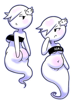 aged_up belly bottomless breasts butt clothed clothing deep_navel female floating hair hair_over_eye looking_aside looking_back navel not_furry one_eye_obstructed rear_view short_hair simple_background slightly_chubby solo topwear tube_top under_boob white_background white_body white_hair white_skin disfigure cartoon_network the_amazing_world_of_gumball carrie_krueger ghost humanoid spirit 2018 digital_media_(artwork)