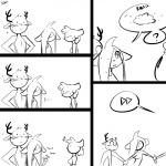1:1 anthro antlers arm_pull asking asking_another awkward blush bovid breasts caprine clothed clothing comic deer dialogue digital_drawing_(artwork) digital_media_(artwork) domestic_sheep fast_forward female group hair hair_over_eye hands_on_hips horn lagomorph leporid looking_at_another looking_at_bulge male mammal medium_breasts monochrome one_eye_obstructed pictographics question_mark rabbit sheep shirt simple_background slypon snap snapping_fingers sound_effects speech_bubble standing stare text topless topless_male topwear wet wet_hair white_background wrist_grab