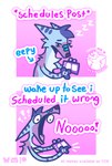 blue_body blue_fur electronics fur male phone schedule screaming silly tired luckfoxo33 tolng canid canine fox mammal comic hi_res meme