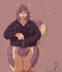 anthro bodily_fluids bottomless clothed clothing female genitals looking_at_viewer mistletoe pantsless plant pubes pussy solo solo_focus sweat sweaty_genitalia sweaty_legs sweaty_thighs text topwear topwear_only scalesack_(hex) booger_(bxxpie) mammal rodent sciurid tree_squirrel absurd_res english_text hi_res