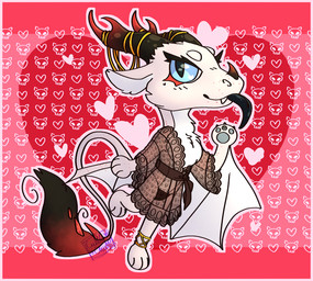 anklet anthro border chibi clothing ears_back eyelashes fangs female fluffy fluffy_ears fluffy_tail freckles heart_symbol horn horn_jewelry jewelry lingerie neck_tuft paws pink_border pivoted_ears solo spread_wings tail teeth tongue tongue_out tuft wings conditional_dnp cubble_chubb mythology zenorith_(cubble_chubb) dragon mythological_creature mythological_scalie scalie hi_res