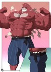 anthro clothed clothing fur growth male muscle_growth muscular muscular_anthro muscular_male nipples pecs solo torn_clothing reclamon the_boy_and_the_beast kumatetsu hi_res