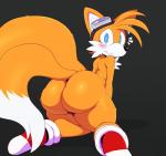2017 :s absurd_res anthro big_butt blue_eyes blush boots bubble_butt butt canid canine clothing embarrassed eyewear femboy footwear fox goggles grey_background hi_res huge_butt looking_at_viewer looking_back male mammal miles_prower mostly_nude multi_tail sega simple_background solo sonic_the_hedgehog_(series) sssonic2 tail thick_thighs wide_hipped_anthro wide_hipped_male wide_hips