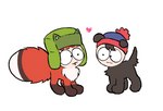 alternate_species clothing duo feral furrification hat headgear headwear heart_symbol human_faced_feral male quadruped young young_humanoid young_male conditional_dnp labbit_(artist) comedy_central south_park kyle_broflovski stanley_marsh canid canine canis domestic_dog fox humanoid mammal hi_res