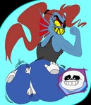 anthro big_butt bone butt dry_humping duo female hot_dogging male male/female sex skeleton wide_hips ninoeros snailbail22 deltarune undertale undertale_(series) sans_(undertale) undyne fish marine digital_media_(artwork)