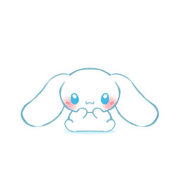 :3 ambiguous_gender anthro big_ears biped blue_eyes blush chibi front_view simple_background sitting solo white_background white_body keiiros cinnamoroll sanrio cinnamon_(cinnamoroll) canid canine canis domestic_dog mammal male_(lore)