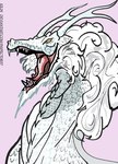 ambiguous_gender feral horn mane open_mouth scales sharp_teeth solo teeth tongue white_body white_mane white_scales inspector97 mythology dragon kirin mythological_creature mythological_scalie scalie 2025 portrait