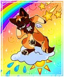 2023 5:6 absurd_res alpha_channel ambiguous_gender anthro black_nose black_pawpads brown_body brown_fur canid canine canis chibi cloud collar collar_tag colorful_theme digital_drawing_(artwork) digital_media_(artwork) digitigrade domestic_dog eyes_closed feathered_wings feathers flat_colors floating floating_wings full-length_portrait fur handpaw herding_dog hi_res hindpaw maligaytor malinois_dog mammal pastoral_dog pawpads paws pink_collar portrait rainbow semi-anthro sheepdog simple_background small_wings smile smiley_face solo sparkles star sun tail teeth transparent_background water_drop white_body white_feathers white_wings wings woowoo_(maligaytor) y2k_(graphic_design)