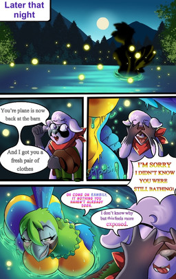 anthro duo female male moon night nude nude_anthro nude_female skinny_dipping pantyking indigo_park mollie_macaw rambley_raccoon arthropod avian beetle bird elateroid firefly insect macaw mammal neotropical_parrot parrot procyonid raccoon true_parrot