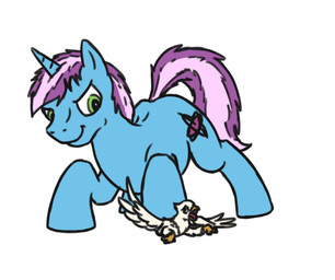 blue_body crush cutie_mark duo green_eyes hooves horn male mane micro pink_body quadruped size_difference unicorn_horn doesnotexist gyrotech hasbro my_little_pony mythology der fan_character gyro_tech avian equid equine gryphon mammal mythological_avian mythological_creature mythological_equine unicorn digital_media_(artwork) hi_res