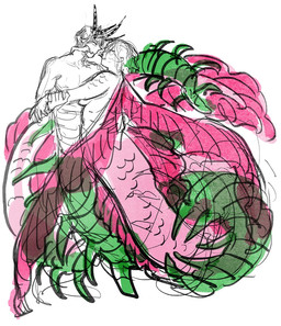 alternate_species breasts duo female fin hair male male/female scales split_form tail taurified starfleetrambo siren_and_scientist edward_(starfleetrambo) oskar_(starfleetrambo) humanoid_merfolk oarfish oarfish_merfolk siren taur digital_media_(artwork) sketch trans_(lore) trans_man_(lore)