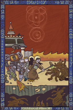 ambiguous_gender armor border children_of_atom_(fallout) emerging fight flag flag_(object) group gun hammer holding_gun holding_hammer holding_object holding_ranged_weapon holding_tool holding_warhammer holding_weapon illuminated_manuscript machine male medieval_style not_furry outside power_armor ranged_weapon standing symbol symbol_on_clothing text tools warhammer weapon phurpurr fallout microsoft arcade_gannon fan_character the_courier_(fallout) the_sole_survivor_(fallout) human humanoid mammal securitron_(fallout) tunneler_(fallout) english_description english_text male_(lore)