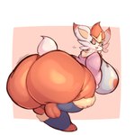 anthro big_breasts big_butt border breasts butt clothing dipstick_ears ear_markings female grey_clothing grey_shirt grey_topwear huge_breasts huge_butt hyper hyper_breasts hyper_butt jacket looking_at_viewer looking_back looking_back_at_viewer motion_lines multicolored_ears open_mouth orange_butt orange_ear_tips orange_eyes orange_nose pattern_clothing pattern_scarf pink_clothing pink_jacket pink_shirt pink_topwear raised_leg rear_view scarf scut_tail shirt short_tail simple_background smile solo tail tan_background thick_thighs topwear white_body white_border white_ears white_tail yellow_inner_ear yellow_scarf lightmizano nintendo pokemon fan_character cinderace generation_8_pokemon lagomorph leporid mammal pokemon_(species) rabbit 1:1 2024 colored digital_media_(artwork) hi_res shaded signature