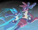 alternate_color ambiguous_gender anthro black_body black_fur blue_body blue_fur duo fight fur red_body red_fur sikai nintendo pokemon generation_4_pokemon lucario pokemon_(species)